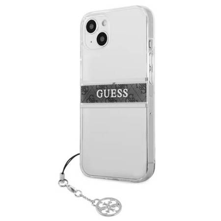 Guess 4G Stripe Grey Charm - Etui iPhone 13 mini (przezroczysty) (GUHCP13SKB4GGR)