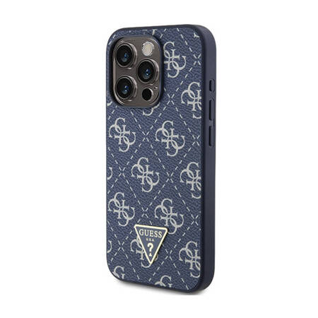 Guess 4G Triangle Metal Logo - Etui iPhone 15 Pro (niebieski) (GUHCP15LPG4GPB)