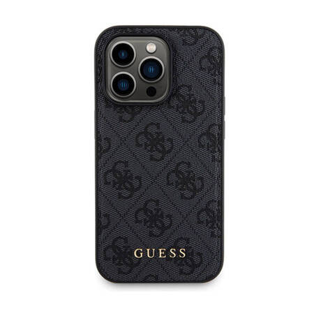 Guess Bundle Pack MagSafe 4G Metal Gold Logo - Zestaw etui + Power Bank 5000mAh MagSafe iPhone 13 Pro Max (czarny) (GUBPM5P13X4GEMGK)