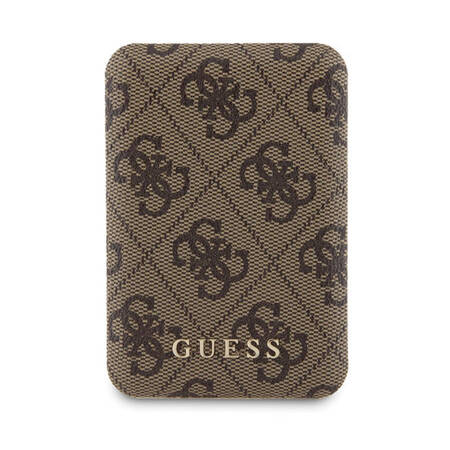 Guess Bundle Pack MagSafe 4G Metal Gold Logo - Zestaw etui + Power Bank 5000mAh MagSafe iPhone 15 (brązowy) (GUBPM5P15S4GEMGW)