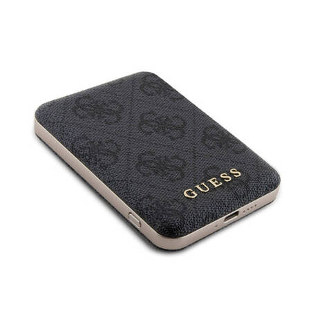 Guess Bundle Pack MagSafe 4G Metal Gold Logo - Zestaw etui + Power Bank 5000mAh MagSafe iPhone 15 (czarny) (GUBPM5P15S4GEMGK)