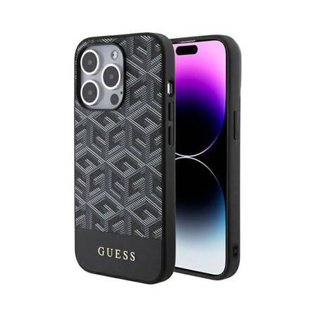 Guess GCube Stripes MagSafe - Etui iPhone 15 Pro (czarny) (GUHMP15LHGCFSEK)