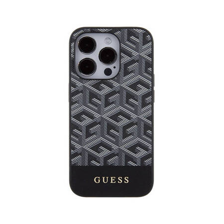 Guess GCube Stripes MagSafe - Etui iPhone 15 Pro (czarny) (GUHMP15LHGCFSEK)