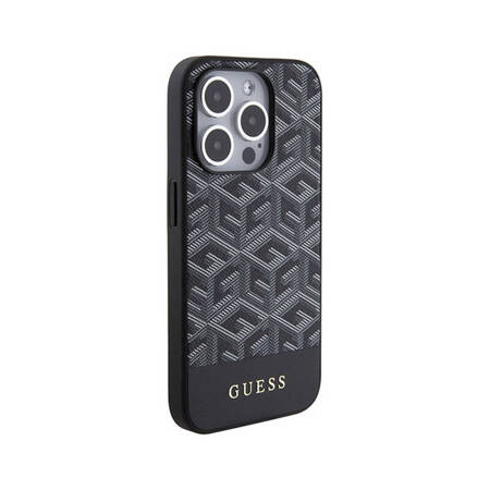 Guess GCube Stripes MagSafe - Etui iPhone 15 Pro (czarny) (GUHMP15LHGCFSEK)