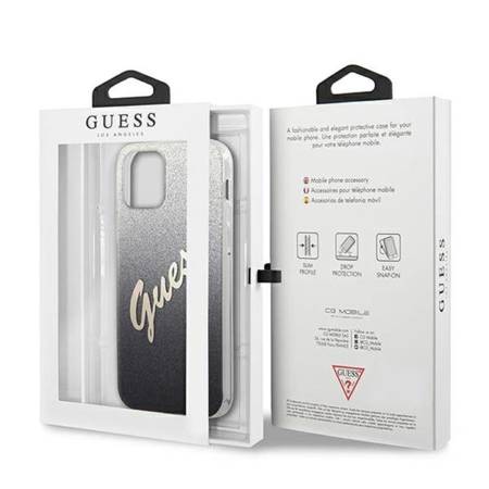 Guess Glitter Gradient Script - Etui iPhone 12 mini (czarny) (GUHCP12SPCUGLSBK)