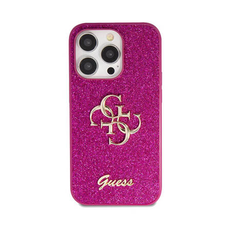 Guess Glitter Script Big 4G - Etui iPhone 15 Pro Max (fioletowy) (GUHCP15XHG4SGU)