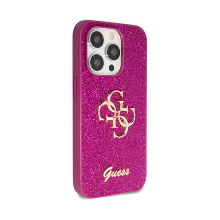 Guess Glitter Script Big 4G - Etui iPhone 15 Pro Max (fioletowy) (GUHCP15XHG4SGU)