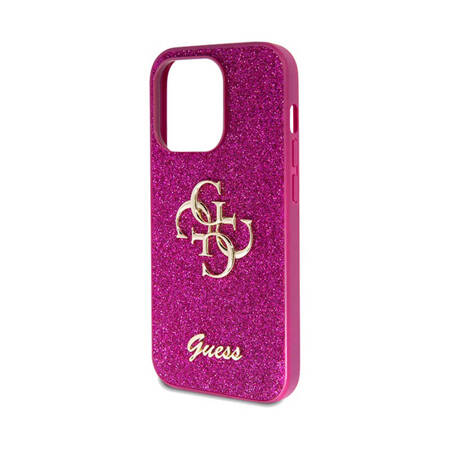 Guess Glitter Script Big 4G - Etui iPhone 15 Pro Max (fioletowy) (GUHCP15XHG4SGU)