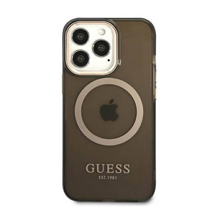 Guess Gold Outline Translucent MagSafe - Etui iPhone 13 Pro Max (czarny) (GUHMP13XHTCMK)