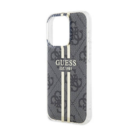 Guess IML 4G Gold Stripe - Etui iPhone 15 Pro (czarny) (GUHCP15LH4PSEGK)