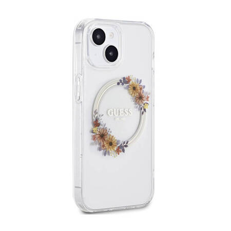 Guess IML Flowers Wreath MagSafe - Etui iPhone 15 (przezroczysty) (GUHMP15SHFWFCT)