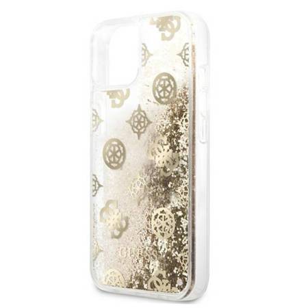 Guess Peony Liquid Glitter - Etui iPhone 13 mini (złoty) (GUHCP13SLGPEGO)