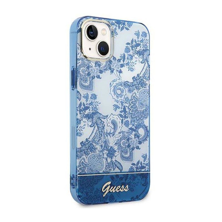 Guess Porcelain Collection - Etui iPhone 14 Plus (niebieski) (GUHCP14MHGPLHB)