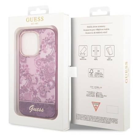 Guess Porcelain Collection - Etui iPhone 14 Pro Max (fuksja) (GUHCP14XHGPLHF)