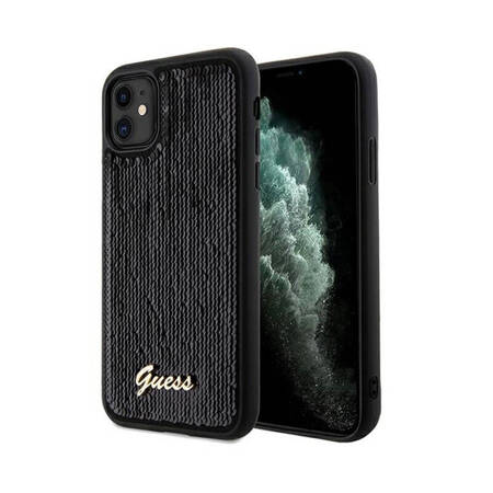 Guess Sequin Script Metal - Etui iPhone 11 (czarny) (GUHCN61PSFDGSK)