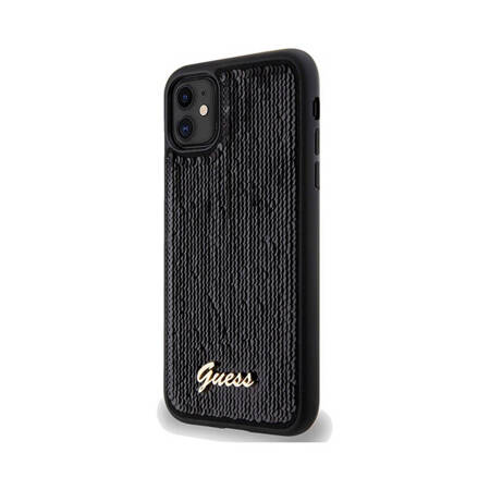 Guess Sequin Script Metal - Etui iPhone 11 (czarny) (GUHCN61PSFDGSK)