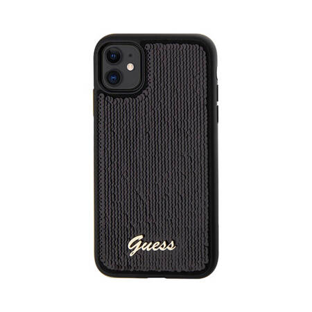 Guess Sequin Script Metal - Etui iPhone 11 (czarny) (GUHCN61PSFDGSK)