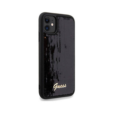 Guess Sequin Script Metal - Etui iPhone 11 (czarny) (GUHCN61PSFDGSK)