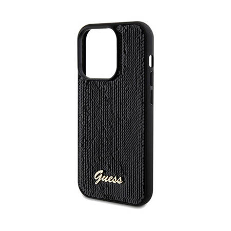 Guess Sequin Script Metal - Etui iPhone 14 Pro Max (czarny) (GUHCP14XPSFDGSK)