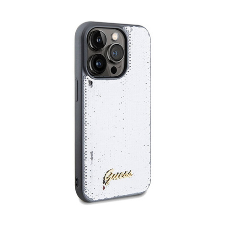 Guess Sequin Script Metal - Etui iPhone 14 Pro Max (srebrny) (GUHCP14XPSFDGSS)