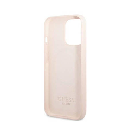 Guess Silicone Logo Plate MagSafe - Etui iPhone 13 Pro Max (różowy) (GUHMP13XSPLP)