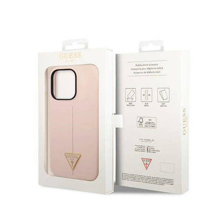 Guess Silicone Triangle Logo - Etui iPhone 14 Pro Max (różowy) (GUHCP14XSLTGP)