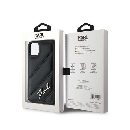 Karl Lagerfeld Diagonal Quilted Script - Etui iPhone 11 (czarny) (KLHCN61PQDSMGK)