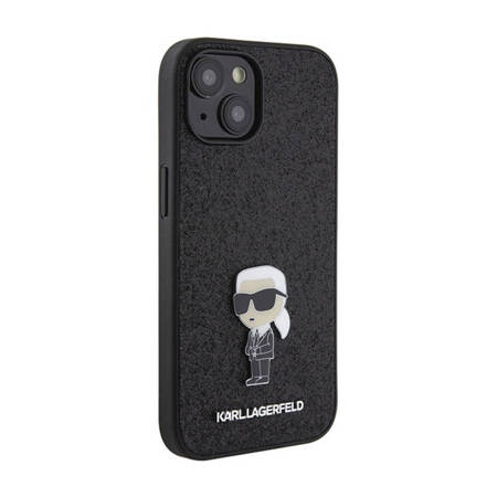 Karl Lagerfeld Fixed Glitter Ikonik Logo Metal Pin - Etui iPhone 15 / 14 / 13 (czarny) (KLHCP15SGKNPSK)