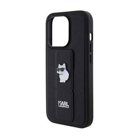 Karl Lagerfeld Gripstand Saffiano Choupette Pins - Etui iPhone 14 Pro Max (czarny) (KLHCP14XGSACHPK)