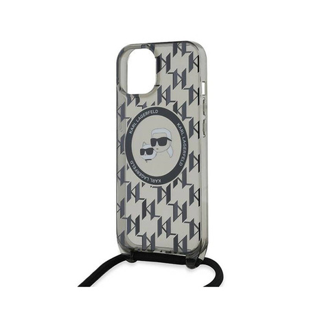 Karl Lagerfeld IML Crossbody Monogram Karl & Choupette Head MagSafe - Etui iPhone 15 / 14 / 13 (czarny) (KLHMP15SHCKCKLCK)