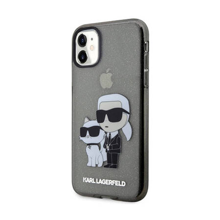 Karl Lagerfeld IML Glitter Karl & Choupette - Etui iPhone 11 (czarny) (KLHCN61HNKCTGK)