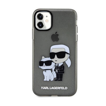 Karl Lagerfeld IML Glitter Karl & Choupette - Etui iPhone 11 (czarny) (KLHCN61HNKCTGK)