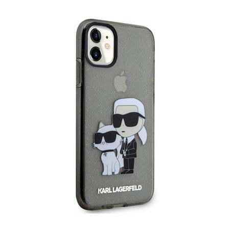 Karl Lagerfeld IML Glitter Karl & Choupette - Etui iPhone 11 (czarny) (KLHCN61HNKCTGK)