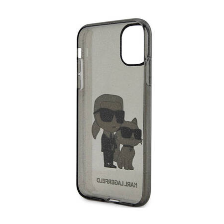 Karl Lagerfeld IML Glitter Karl & Choupette - Etui iPhone 11 (czarny) (KLHCN61HNKCTGK)