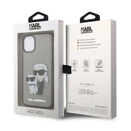 Karl Lagerfeld IML Glitter Karl & Choupette - Etui iPhone 11 (czarny) (KLHCN61HNKCTGK)