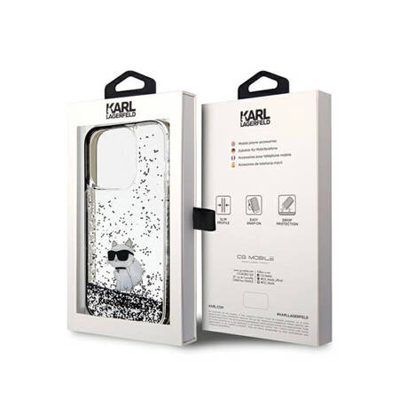 Karl Lagerfeld Liquid Glitter Choupette - Etui iPhone 14 Pro Max (przezroczysty) (KLHCP14XLKCNSK)