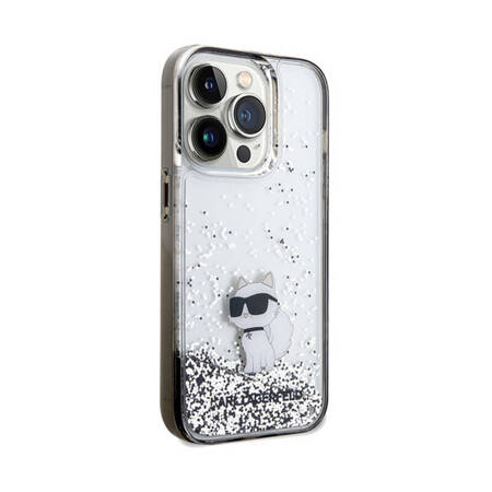 Karl Lagerfeld Liquid Glitter Choupette - Etui iPhone 14 Pro (przezroczysty) (KLHCP14LLKCNSK)