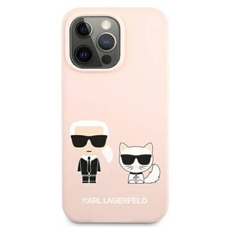 Karl Lagerfeld Liquid Slilicone Karl & Choupette - Etui iPhone 13 Pro (różowy) (KLHCP13LSSKCI)