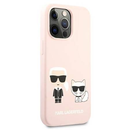 Karl Lagerfeld Liquid Slilicone Karl & Choupette - Etui iPhone 13 Pro (różowy) (KLHCP13LSSKCI)