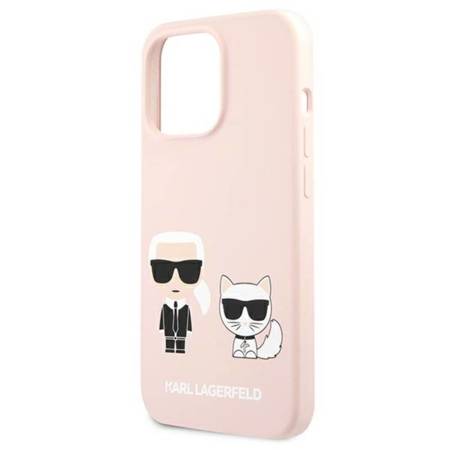 Karl Lagerfeld Liquid Slilicone Karl & Choupette - Etui iPhone 13 Pro (różowy) (KLHCP13LSSKCI)