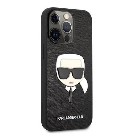 Karl Lagerfeld Saffiano Ikonik Karl`s Head - Etui iPhone 13 Pro (czarny) (KLHCP13LSAKHBK)