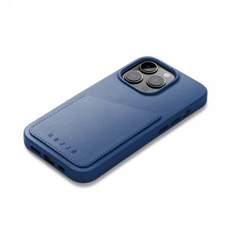 Mujjo Full Leather Wallet Case - etui skórzane do iPhone 14 Pro (monaco blue) (MUJJO-CL-028-BL)