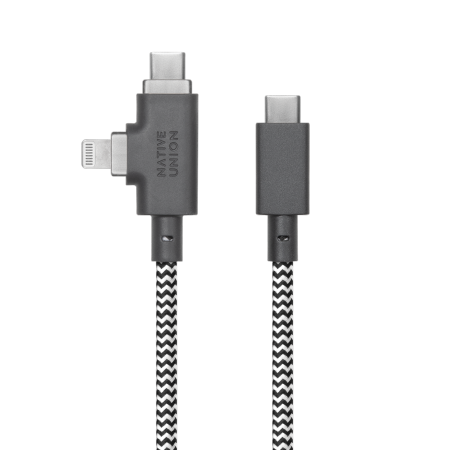 Native Union Belt Cable Duo Pro 240W - kabel USB-C - USB-C / lightning, 2,4 m (zebra) (BELT-PROCCL-ZEB-NP)