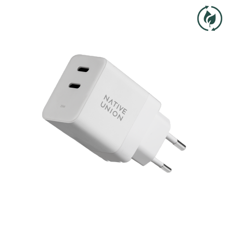 Native Union Fast GaN Charger - ladowarka 35W PD, 2x USB-C - biala (FAST-PD35-WHT-EU)