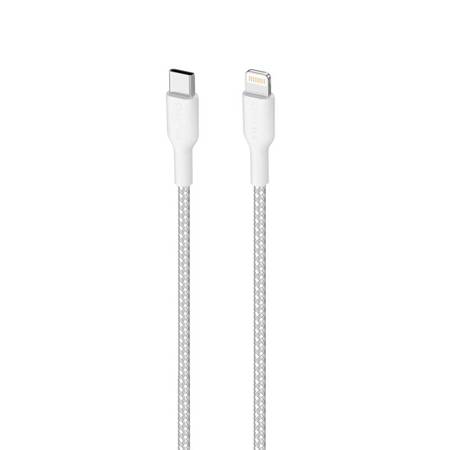 PURO Fabric Ultra Strong - Kabel w oplocie heavy duty USB-C / Lightning MFi 1,2m - biały (CAPLTUSBCFABK3WHI)