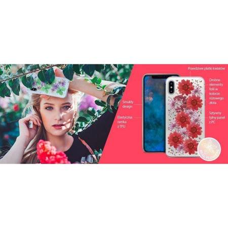 PURO Glam Hippie Chic Cover - Etui iPhone XR (prawdziwe płatki kwiatów zielone) (IPCX61HIPPIEC5GRN)