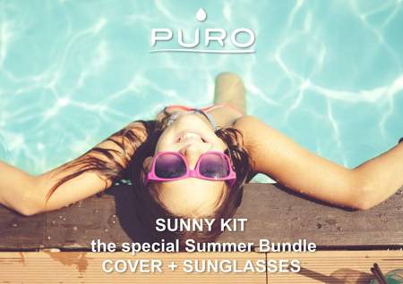 PURO Sunny Kit - Zestaw etui iPhone SE 2020 / 8 / 7 + składane okulary przeciwsłoneczne (niebieski) (IPC747SUNNYKIT1BLUE)