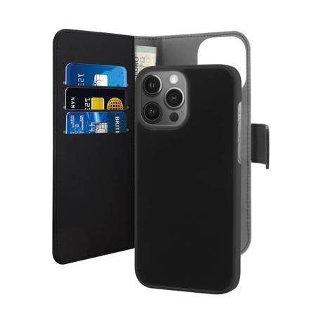 PURO Wallet Detachable - Etui 2w1 iPhone 13 Pro (czarny) (IPC13P61BOOKC3BLK)