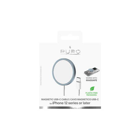 Puro Magnetic Charging Cable USB-C Magsafe – Ładowarka bezprzewodowa indukcyjna 15W (niebieski) (CUSBCMAG1LBLUE)