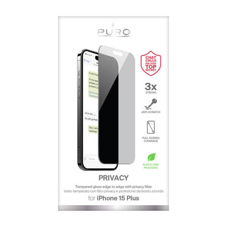Puro Privacy Tempered Glass - Szkło ochronne hartowane z filtrem prywatyzującym iPhone 15 Plus (PUSDGPRIPHONE1567)